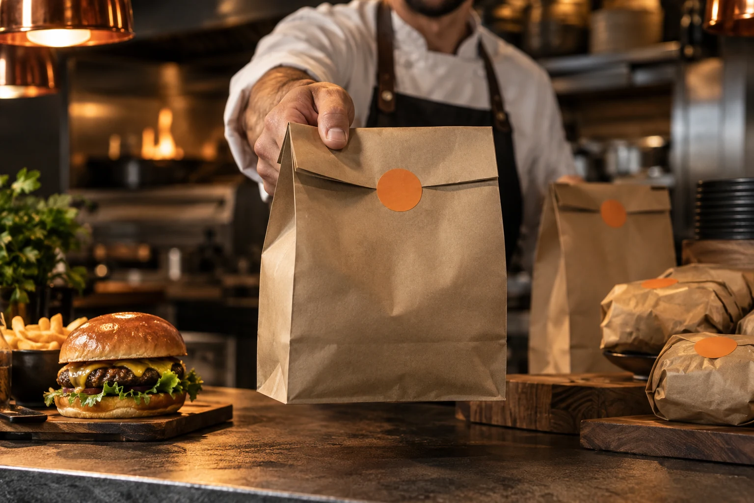 Embalagens de delivery organizadas para retirada
